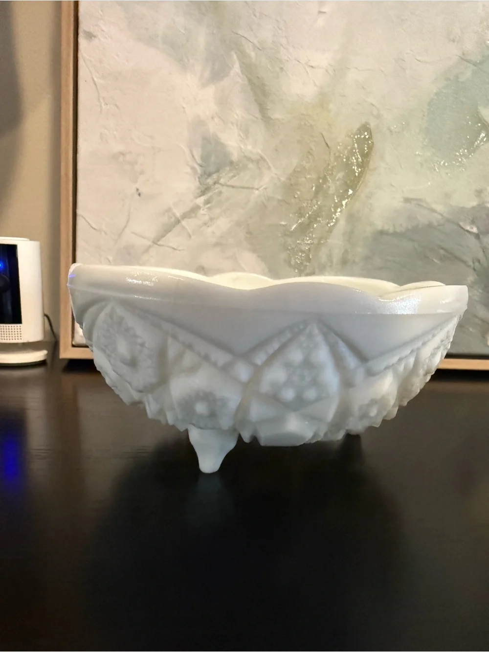 White Decorative Milk Glass Footed Bowl - Elegant Home Bath Accent